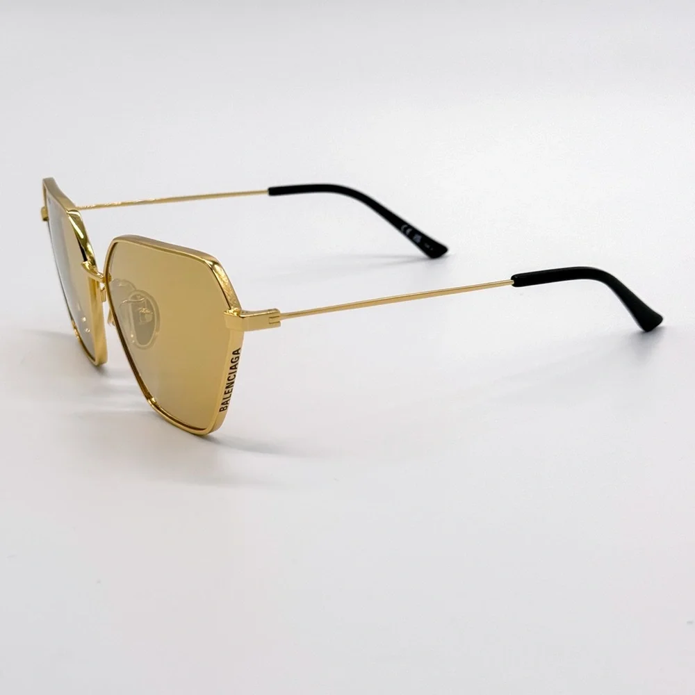 NEW BALENCIAGA BB0194S 002 GOLD GEOMETRIC WOMEN SUNGLASSES BALENCIAGA - Picture 7 of 10